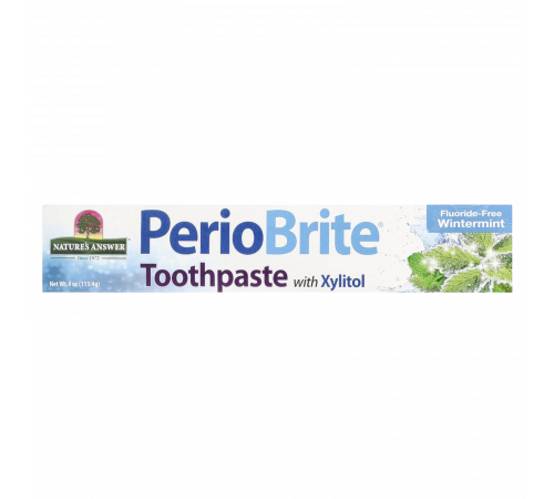 Отбеливающая зубная паста PerioBrite без фтора со вкусом зимней мяты, PerioBrite Brightening Toothpaste, Nature's Answer, 113,4 г