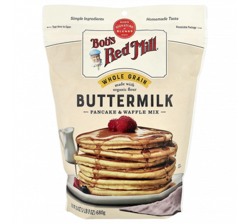 Органическая мультизерновая смесь для блинов и вафель, Organic Multi-Grain Pancake & Waffle Mix, Bob's Red Mill, 680 г