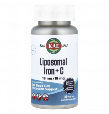Липосомальное железо + С, Liposomal Iron + C, KAL, 30 вегетарианских капсул