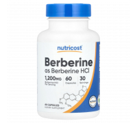 Берберин, Berberine HCl, Nutricost, 60 капсул