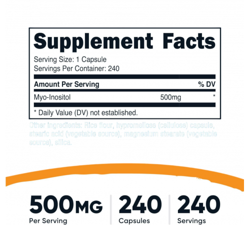 Инозитол (мио-инозитол), Myo-Inositol, Nutricost, 240 капсул