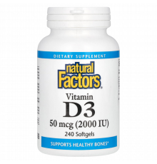 Витамин D3 50 мкг (2000 МЕ), Vitamin D3, Natural Factors, 240 мягких капсул