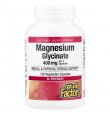 Магний глицинат, Magnesium Glycinate, Natural Factors, 120 вегетарианских капсул