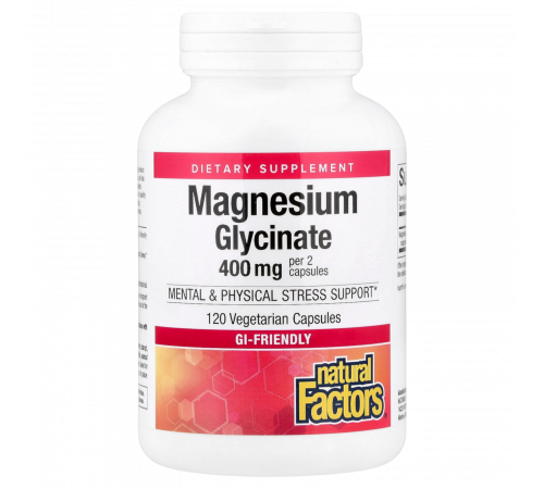 Магний глицинат, Magnesium Pure Glycinate, Natural Factors, 120 капсул