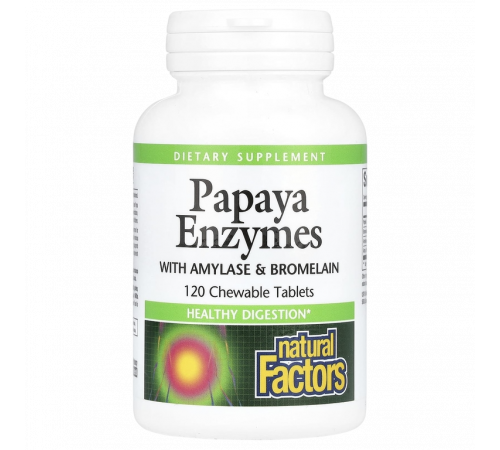Папайя энзимы, Papaya Enzymes, Natural Factors, 120 жевательных таблеток