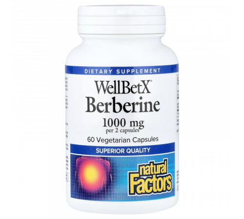 Берберин, WellBetX Berberine, Natural Factors, 60 вегетарианских капсул