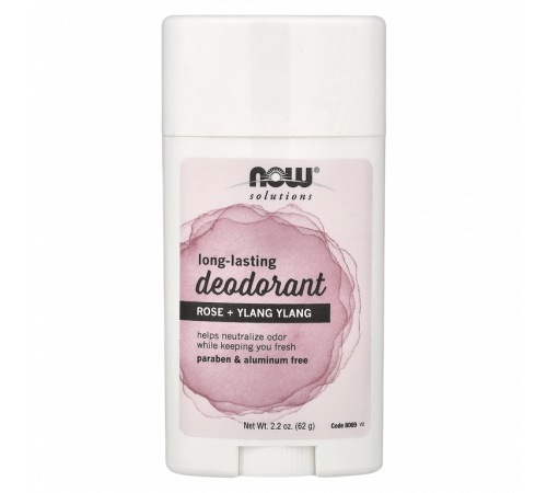 Дезодорант роза + иланг-иланг, Deodorant Rose + Ylang Ylang, NOW Foods, 62 г
