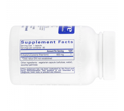 N-ацетилцистеин, NAC, Pure Encapsulations, 90 капсул