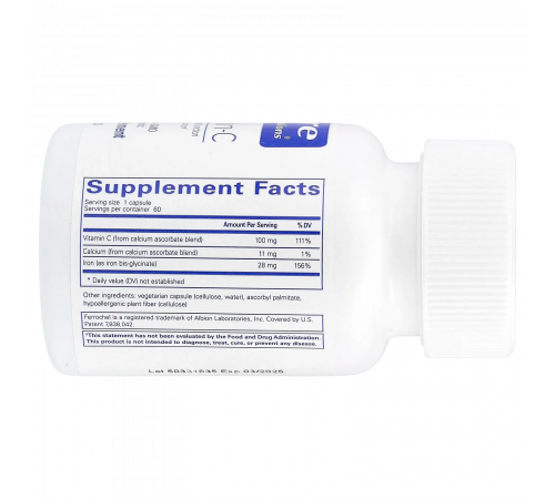 Хелатное железо, OptiFerin-C, Pure Encapsulations, 60 капсул