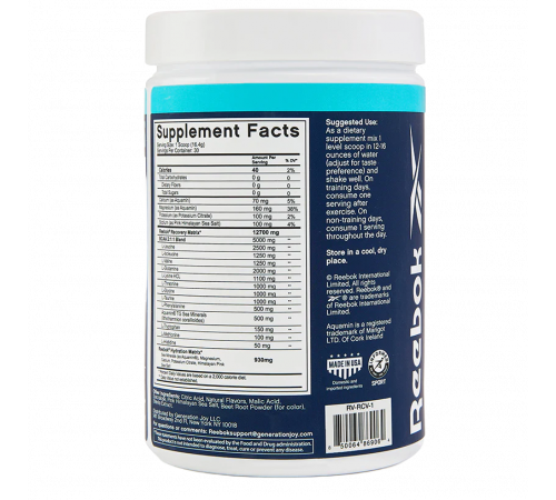 BCAA+EAA+Electrolytes, ReeCover, Reebok, 492 г, Strawberry Lemonade