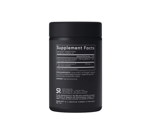 Растительный витамин Д3+К2, Vitamin D3+K2, Sports Research, 60 капсул