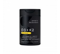 Растительный витамин D3 + K2, Vegan Vitamin D3 + K2, Sports Research, 60 растительных капсул