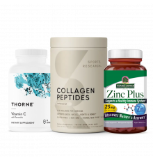 Комплект для ухода за кожей: Vitamin C + Zinc Plus + Collagen Peptides, Thorne + Nature's Answer + Sports Research