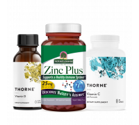 Комплект для поддержки иммунитета: Zinc Plus + Vitamin D + Vitamin C с флавоноидами, Nature's Answer + Thorne