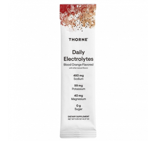 Ежедневные электролиты со вкусом кровавого апельсина, Daily Electrolytes, Thorne, 30 пакетиков