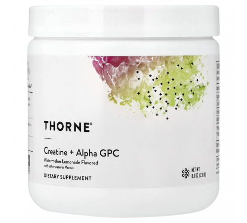 Креатин с альфа-GPC со вкусом арбузного лимонада, Creatine + Alpha GPC, Thorne, 231 г
