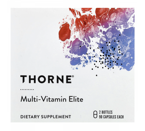 Мультивитамины для приема утром и вечером, Multi-Vitamin Elite, Thorne, 2 флакона по 90 капсул