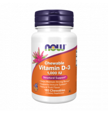 Витамин Д3, Vitamin D3, Now Foods, 180 жевательных таблеток