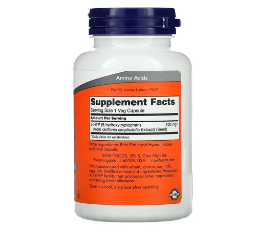 5-Гидрокситриптофан, 5-HTP 100 mg, Now Foods, 120 капсул