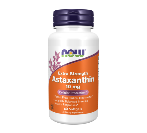 Астаксантин 10 мг, Astaxanthin 10 mg, Now foods, 60 капсул