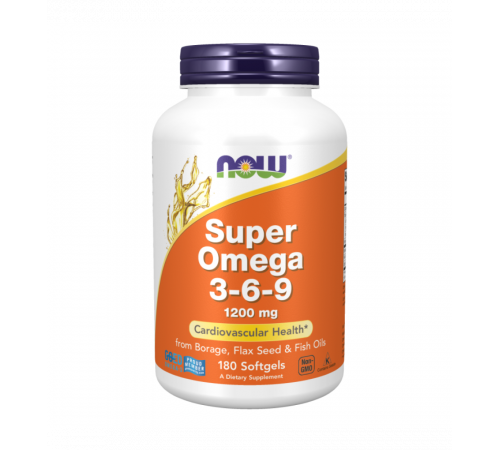 Супер Омега 3-6-9, Super Omega 3-6-9 1200мг, Now Foods, 180 капсул