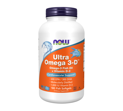 Ультра Омега 3 + Витамин Д3, Ultra Omega 3-D, Now Foods, 180 капсул