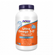 Ультра Омега 3 + Витамин Д3, Ultra Omega 3-D, Now Foods, 180 капсул
