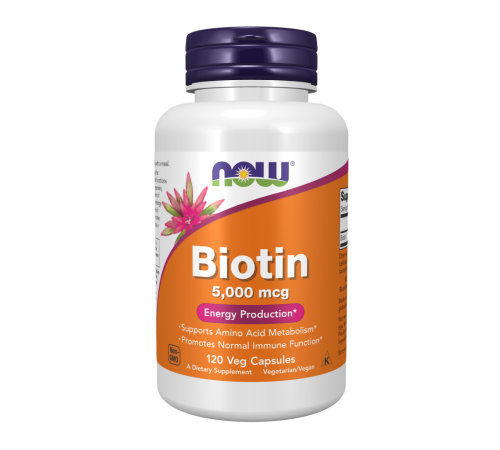 Биотин 5000 мкг, Biotin 5000 mcg, Now Foods, 120 капсул