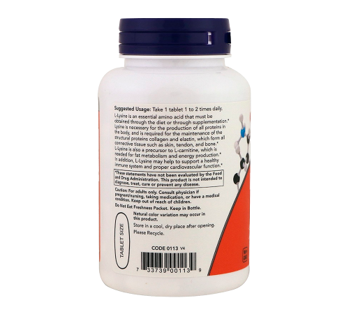 L-Лизин 1000 мг, L-Lysine 1000 mg, Now Foods, 100 таблеток