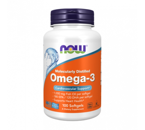 Омега-3, Omega-3, Now Foods, 100 капсул