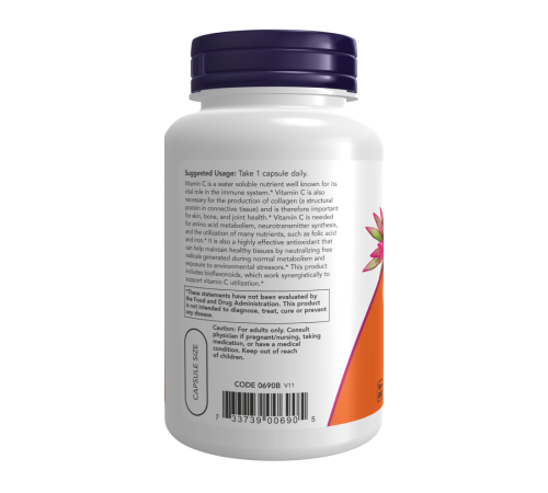 Витамин C 1000 мг с биофлавоноидами, Vitamin C-1000 mg, Now Foods, 100 вегетарианских капсул