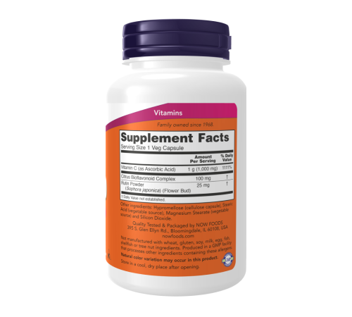Витамин C 1000 мг с биофлавоноидами, Vitamin C-1000 mg, Now Foods, 100 вегетарианских капсул