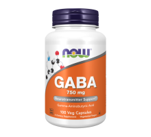 Гамма-Аминомасляная Кислота (ГАМК), GABA 750 mg, Now Foods, 100 капсул