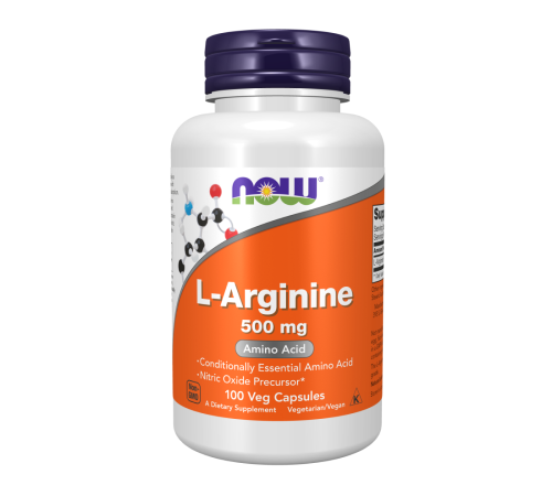 L-Аргинин 500 мг, L-Arginine 500 mg, Now Foods, 100 капсул