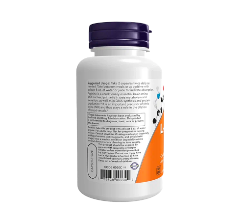 L-Аргинин 500 мг, L-Arginine 500 mg, Now Foods, 100 капсул