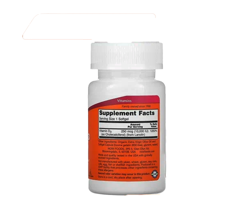 Витамин Д3 10000 МЕ, Vitamin D-3 10000 IU, Now Foods, 120 капсул