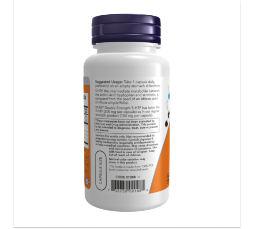5-гидрокситриптофан, 5-HTP 200 mg, Now Foods, 60 капсул