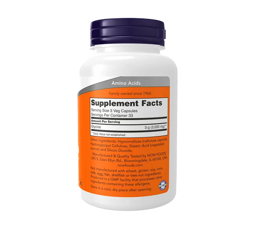 Глицин 1000 мг, Glycine 1000 mg, Now Foods, 100 капсул