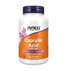Каприловая кислота 600 мг, Caprylic Acid 600 mg, Now Foods, 100 капсул