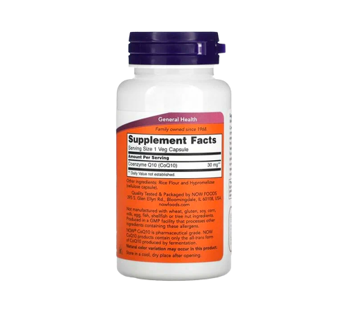 Коэнзим Q10 30 мг, CoQ10 30 mg, Now Foods, 60 капсул