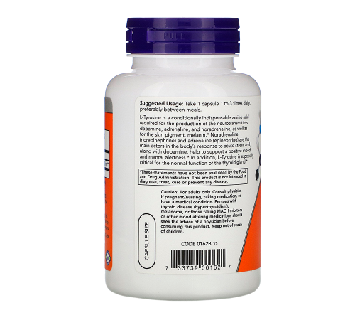 L-тирозин 500 мг, L-Tyrosine 500 mg, Now Foods, 120 капсул