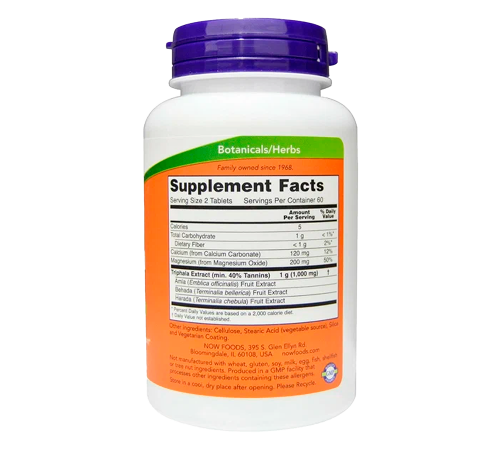 Трифала 500 мг, Triphala 500 mg, Now Foods, 120 таблеток