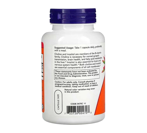 Холин и инозитол, Choline & Inositol, Now Foods, 100 капсул