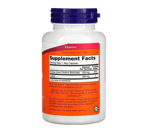 Холин и инозитол, Choline & Inositol, Now Foods, 100 капсул
