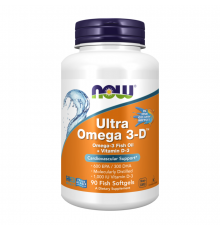 Ультра Омега с витамином Д3, Ultra Omega 3-D, Now Foods, 90 капсул
