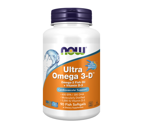 Ультра Омега с витамином Д3, Ultra Omega 3-D, Now Foods, 90 капсул