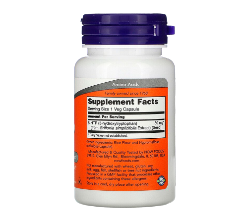 5-Гидрокситриптофан 50 мг, 5-HTP 50 mg, Now Foods, 30 капсул