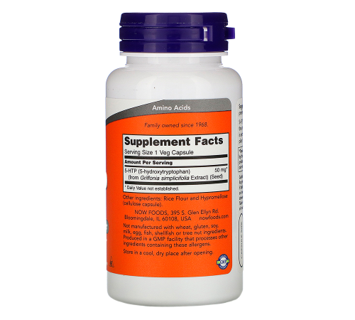 5-Гидрокситриптофан 50 мг, 5-HTP 50 mg, Now Foods, 90 капсул