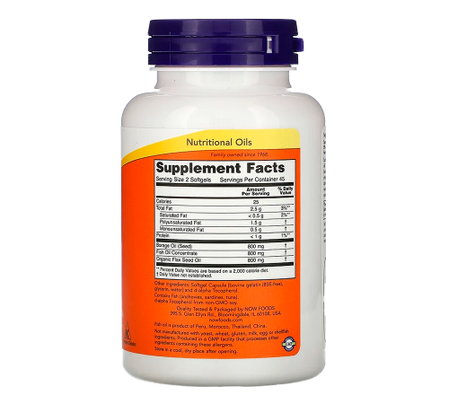 Омега 3-6-9 1000 мг, Omega 3-6-9 1000 mg, Now Foods, 100 капсул