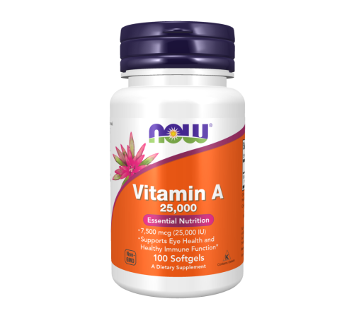 Витамин А 25,000 МЕ, Vitamin A 25,000 IU, Now Foods, 100 капсул